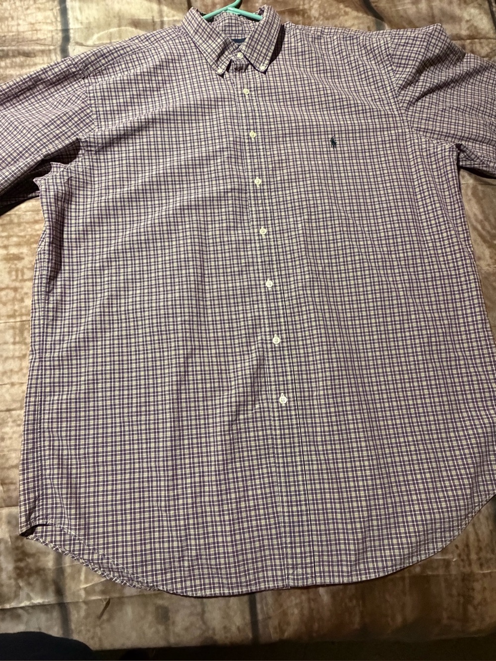 Polo by Ralph Lauren Purple and White Plaid Button-Down Shirt 100% cotton